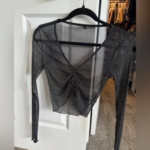 Urban outfitters out from under black sparkle sheer top size small